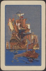 Playing Cards Single Card Old Vintage Named * A GALLEON OF SPAIN * Conquistador  - Picture 1 of 3