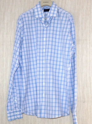 Правильная ткань Ben Holloway синий чек белый мужчин платье рубашка размер: 17/высокий - Изображение 1 из 4