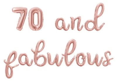 70 Y Fabulosas Letras Cursivas Globo Banner - Decoraciones Fiesta Cumpleaños 70 Foto 1 de 4