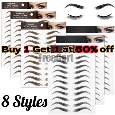 4D Hair-like Eyebrow Tattoo Sticker False Eyebrows Waterproof Long Last Makeup - Image 1 of 4
