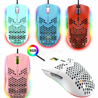 Gaming Mouse Wired Optical RGB Backlit Honeycomb Shell Lightweight Mice For PS4 - Image 1 of 4