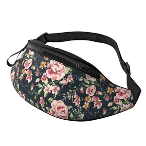 Beautiful Flowers Floral Pink Green Leaves Retro Fashion Casual Fanny Pack Wa... - Picture 1 of 9