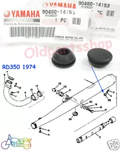 Yamaha RD250 RD350 RD400 RD350YPVS Exhaust Grommet x2 NOS Rubber 90480-14153 - Picture 1 of 3