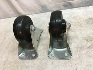 Set of 2 Hard Plastic Caster Cart Wheels 3.5in Diameter - Picture 1 of 3