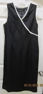 SZ 6P LENNIE NINA LEONARD WOMEN'S LINEN BLEND BLACK DRESS, 6 PETITE, EUC - Picture 1 of 5