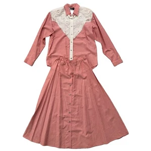 Vintage 90s Wildfire Western Rodeo Shirt And Skirt Set Size L Top M Bottom - Picture 1 of 9