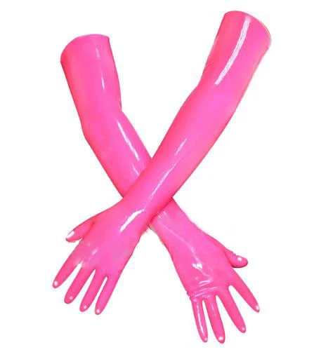 Luvas longas moldadas rosa látex 982 tamanho M - Imagem 1 de 1