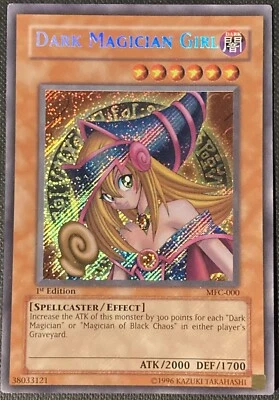Yugioh Card Dark Magician Girl MFC-000 1st Edition Secret Rare 1996 Edition - Image 1 of 3