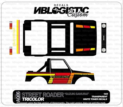 Calcomanía universal STREET ROADER SUZUKI SAMURAI TRACKER para hot wheels escala 1/64 a Foto 1 de 4