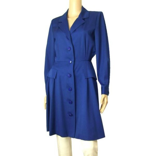 SAINT LAURENT (YSL) Cappotto classico Yves Saint Laurent blu lana sottile taglia 36 autentico