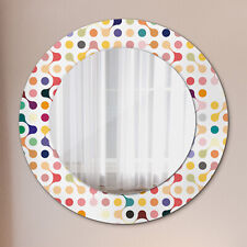 Printed Glass Frame Wall Mirror Bathroom Room Ready to Hang multicolor seamless