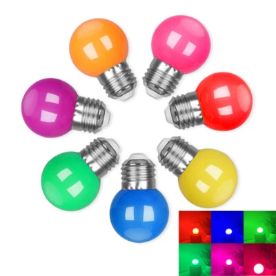 5x Colored LED Light G45 Bulbs E27 B22 2W Red Yellow Blue White Decor 110V 220V - Image 1 of 4