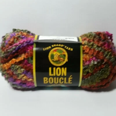 Lion Brand Lion Boucle Tutti Fruitti Mohair Blend Yarn 3 Skein Orange Purple - Image 1 of 4