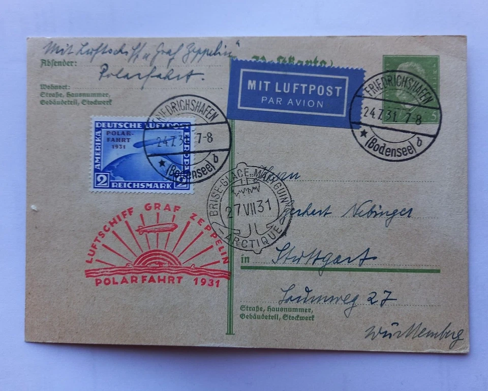 Polarfahrt 1931 Luftschiff Graf Zeppelin Stuttgart - Bild 1 von 1