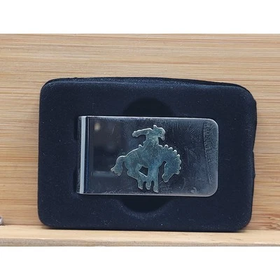 Bucking Bronco Stainless Steel Money Clip 1 ¾” X 1” NOS - Image 1 of 4