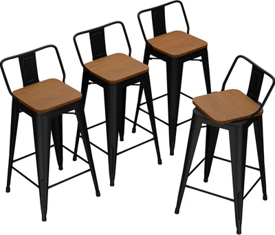 Andeworld 24 Inch Swivel Bar Stools Set of 4 Counter Height Stools Industrial Me - Image 1 of 4