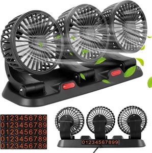 3 Head Car Fan 360° Rotate 2 Speed USB/12V/24V Quiet Cooling Fan for SUV RV - Picture 1 of 8
