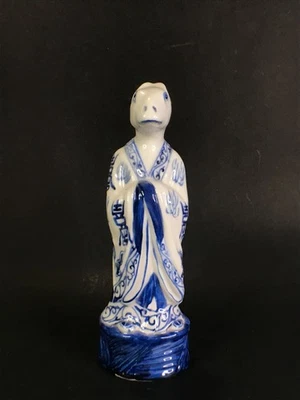 Chinese Zodiac Rabbit Ceramic Blue & White Statue Hand Decorated - Image 1 of 4