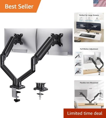 Dual Monitor Mount for 17-32 Inch Screens - Height Adjustable & Ergonomic - Image 1 of 4