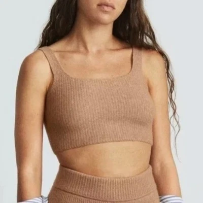 NWT Everlane Sz M Cropped Tank Top Tan Camel Cozy Stretch Ribbed Wool Yak - Image 1 of 4