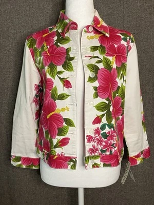 Live A Little Bright Floral Button Down Jacket Women's Size Medium NEW - Image 1 of 4