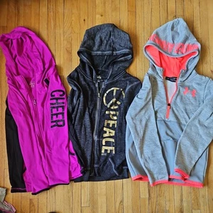 Lot Of 3 Girls Active Hoodies Size 8/10 Medium Justice Under Armour - Picture 1 of 5