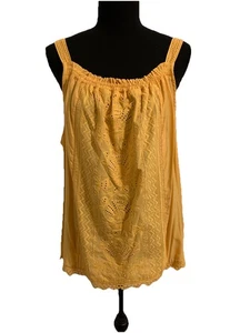 Democracy Womens Size XL Top Yellow Floral Sleeveless Tank NWT - Picture 1 of 7