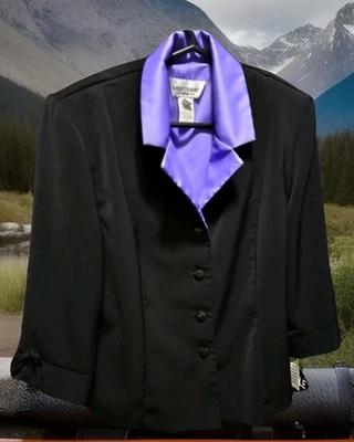 Miss Dorby женское платье куртка черный w/фиолетовый воротник размер 10. - Изображение 1 из 4