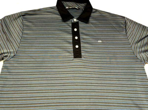 Travis Mathew Mens Button Front Short Sleeve Cotton Polyester Stripe Shirt XL - Picture 1 of 4