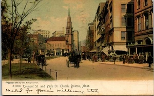 Boston MA. Fremont Street & Park St. Church 1905 UDB Vintage Postcard UU1 - Picture 1 of 2