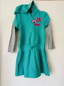 Girls Circo Target Hoodie Green Cotton Dress with grey long sleeves Sz 6-8 yrs - Picture 1 of 6
