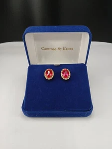 JBK Camrose & Kross goldfarbene künstliche Rubin Kristalle Vintage Ohrringe - Bild 1 von 5