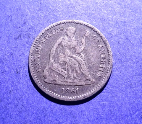 1861 Liberty Seated Half Dime  Fine Cover