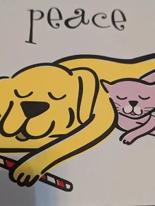 12 Max & Lucy Puppy Dog Kitty Cat Christmas Greeting Cards PEACE w. Envelopes - Picture 1 of 15