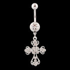 Crystal Rhinestone Belly Button Rings Stainless Steel Cross Pendant Navel Nail