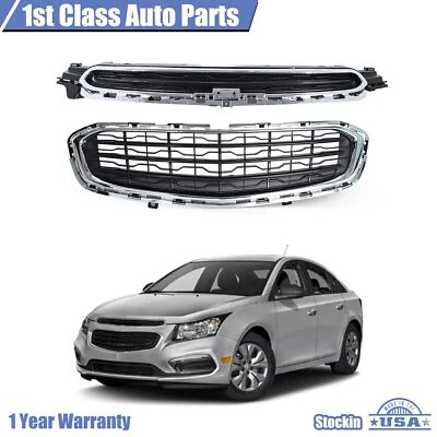 Front Upper & Lower Black W/ Chrome Grille For 2015 2016 Chevrolet Cruze Limited Foto 1 de 4