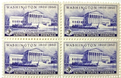VIntage US 3 CENT STAMP 1950 BLOCK OF 4 National Capital Sesquincentennial Unc - Image 1 of 4