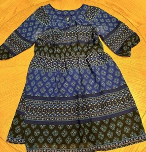 Route 66 Girls Blue Long Sleeve Dress Southwestern Native American Size XL 14/16 - Picture 1 of 7