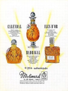 PUBLICITE MOLINARD PARFUM DE FLEUR CALENDAL ILES D'OR MADRIGAL DE 1951 FRENCH AD - Picture 1 of 1