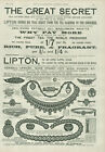 Antique B&W Advertisement Print Lipton Tea & Diamond Merchants Jewellers 1893