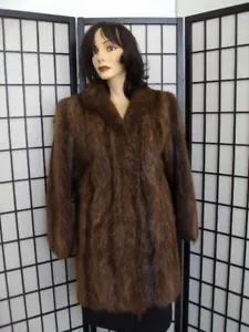 ! MINT BROWN NUTRIA FUR COAT JACKET WOMEN WOMAN SIZE 6 small - Picture 1 of 1