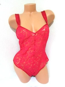 RARE VINTAGE 90s Victoria Secret FLORAL LACE BODYSUIT TEDDY ROMPER THONG PANTY S - Picture 1 of 14
