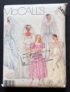 McCall's 3490 Misses Bridal/Bridesmaid's Gowns & Dress 1987 Pattern 14-16-18 Cut - Bild 1 von 2