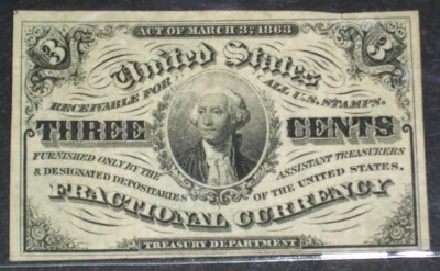 FR.1226 (3rd Issue) 3 cents Light Background to Portrait (Ch.CU) - Image 1 of 2