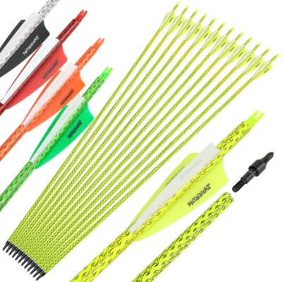 Archery Carbon Arrows 30" SP500 3" Vanes Recurve Compound Bow Hunting Target - Image 1 of 4