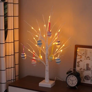 Árbol de Pascua con 24 Luces LED Decoración con Huevos Colgantes - Imagen 1 de 12