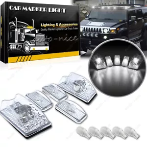 5pc Cab Roof Marker Light Clear Lens w/ White LED Bulbs for 2003-2009 Hummer H2 - Picture 1 of 9