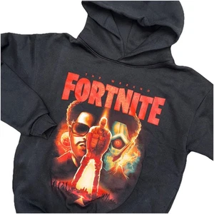 The Weeknd x Fortnite Hoodie Youth L 8-10 Black Official Merch Heavyweight NEW - Picture 1 of 9