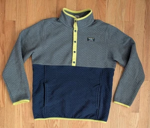 LL Bean Acolchado Gris Azul 1/4 Snap Up Jersey Sudadera Juvenil Grande 14-16 - Imagen 1 de 10