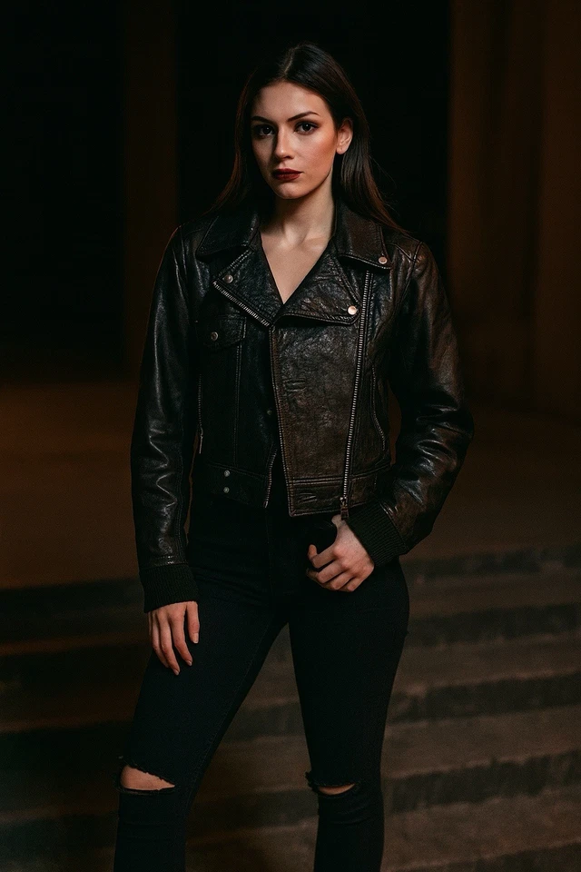 Chaqueta de cuero para mujer Rudsak talla XS marrón Foto 1 de 4